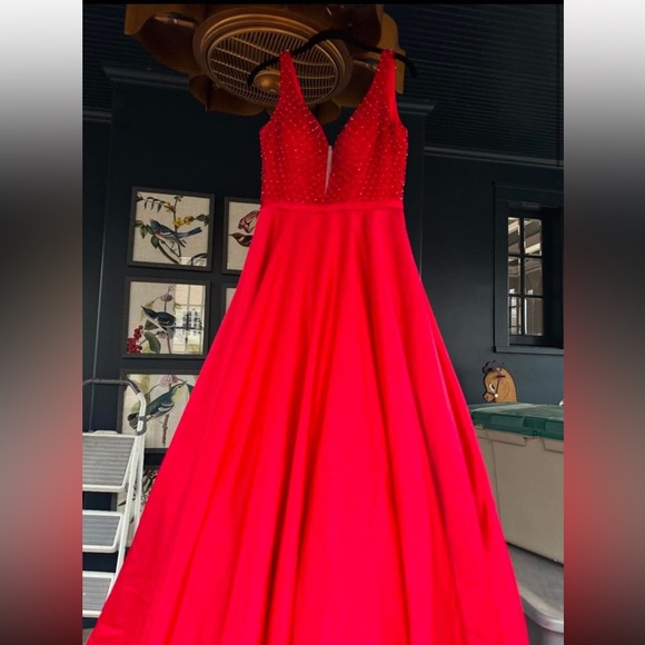 Red Beaded Gown - Picture 1 of 3